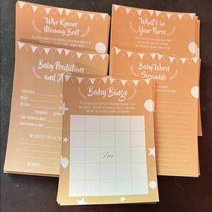 Baby Shower Game Set - Tan and White